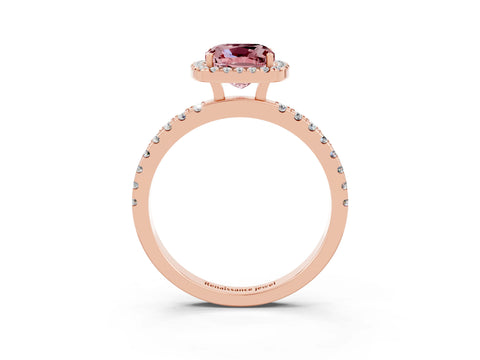 Rose gold Cushion Cut Halo Diamond Pave Band with Prong Setting_3