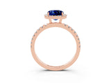 Rose gold Cushion Cut Halo Diamond Pave Band with Prong Setting_3