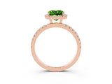 Rose gold Cushion Cut Halo Diamond Pave Band with Prong Setting_3