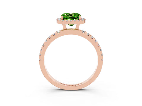 Rose gold Cushion Cut Halo Diamond Pave Band with Prong Setting_3