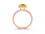 Rose gold Cushion Cut Halo Diamond Pave Band with Prong Setting_3