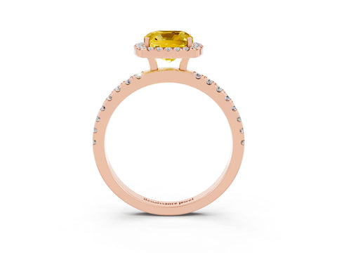 Rose gold Cushion Cut Halo Diamond Pave Band with Prong Setting_3