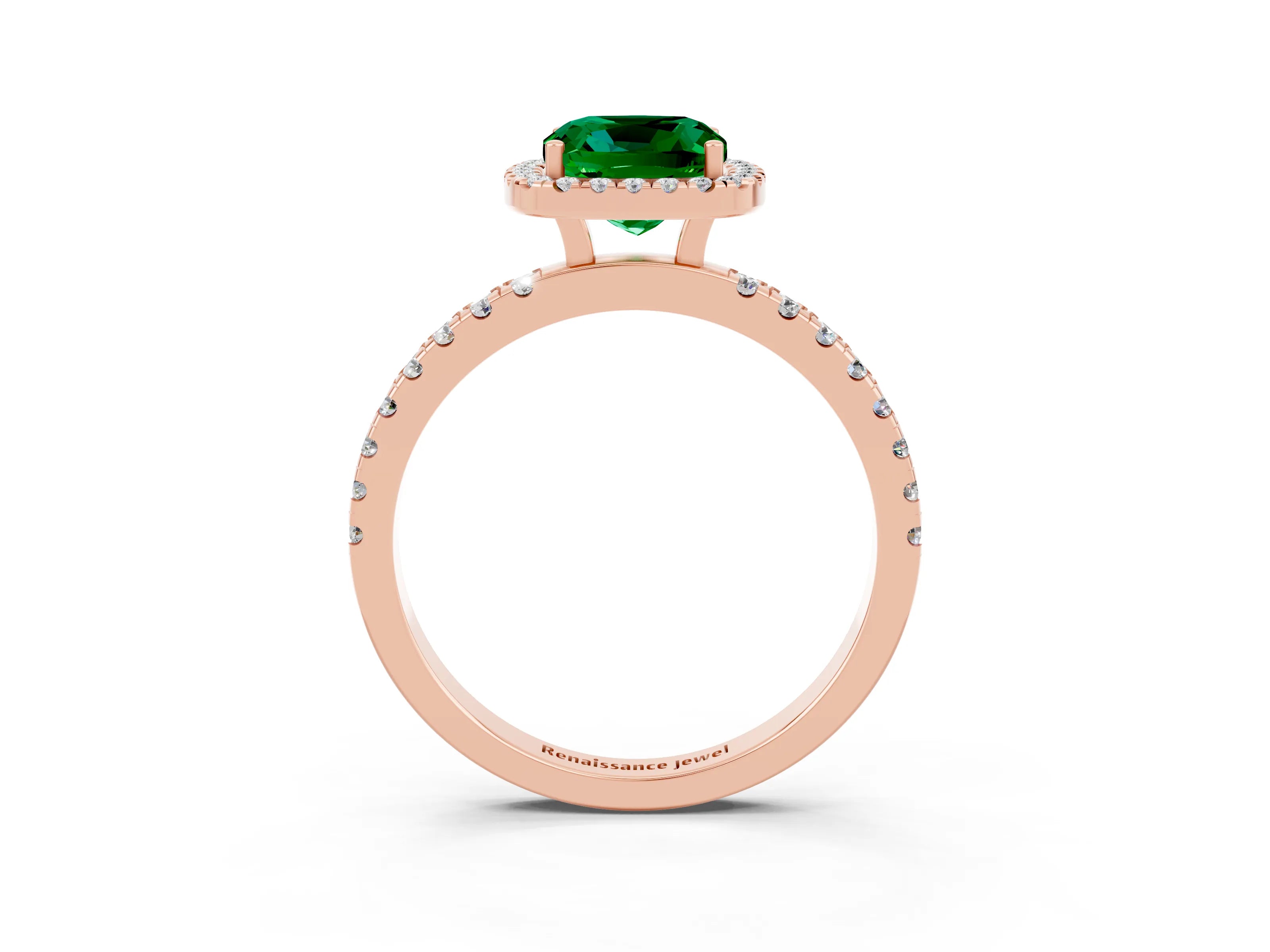 Rose gold Cushion Cut Halo Diamond Pave Band with Prong Setting_3