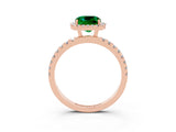 Rose gold Cushion Cut Halo Diamond Pave Band with Prong Setting_3