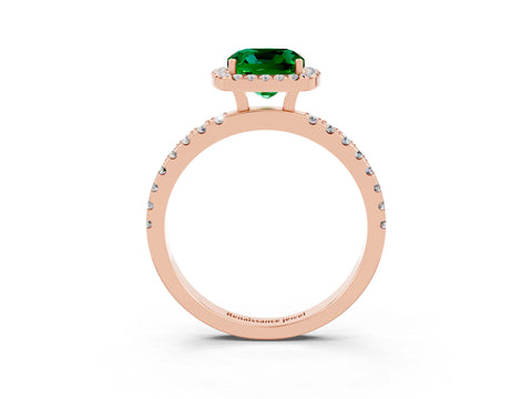 Rose gold Cushion Cut Halo Diamond Pave Band with Prong Setting_3