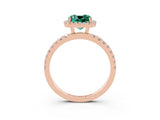 Rose gold Cushion Cut Halo Diamond Pave Band with Prong Setting_3