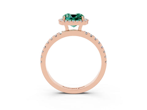 Rose gold Cushion Cut Halo Diamond Pave Band with Prong Setting_3