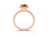 Rose gold Cushion Cut Halo Diamond Pave Band with Prong Setting_3