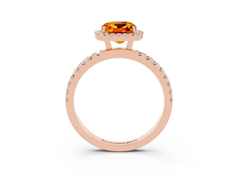Rose gold Cushion Cut Halo Diamond Pave Band with Prong Setting_3