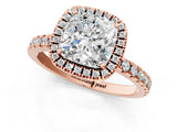 Rose gold Cushion Cut Halo Diamond Pave Band with Prong Setting_4