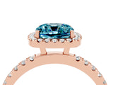 Rose gold Cushion Cut Halo Diamond Pave Band with Prong Setting_4