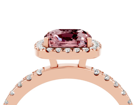 Rose gold Cushion Cut Halo Diamond Pave Band with Prong Setting_4