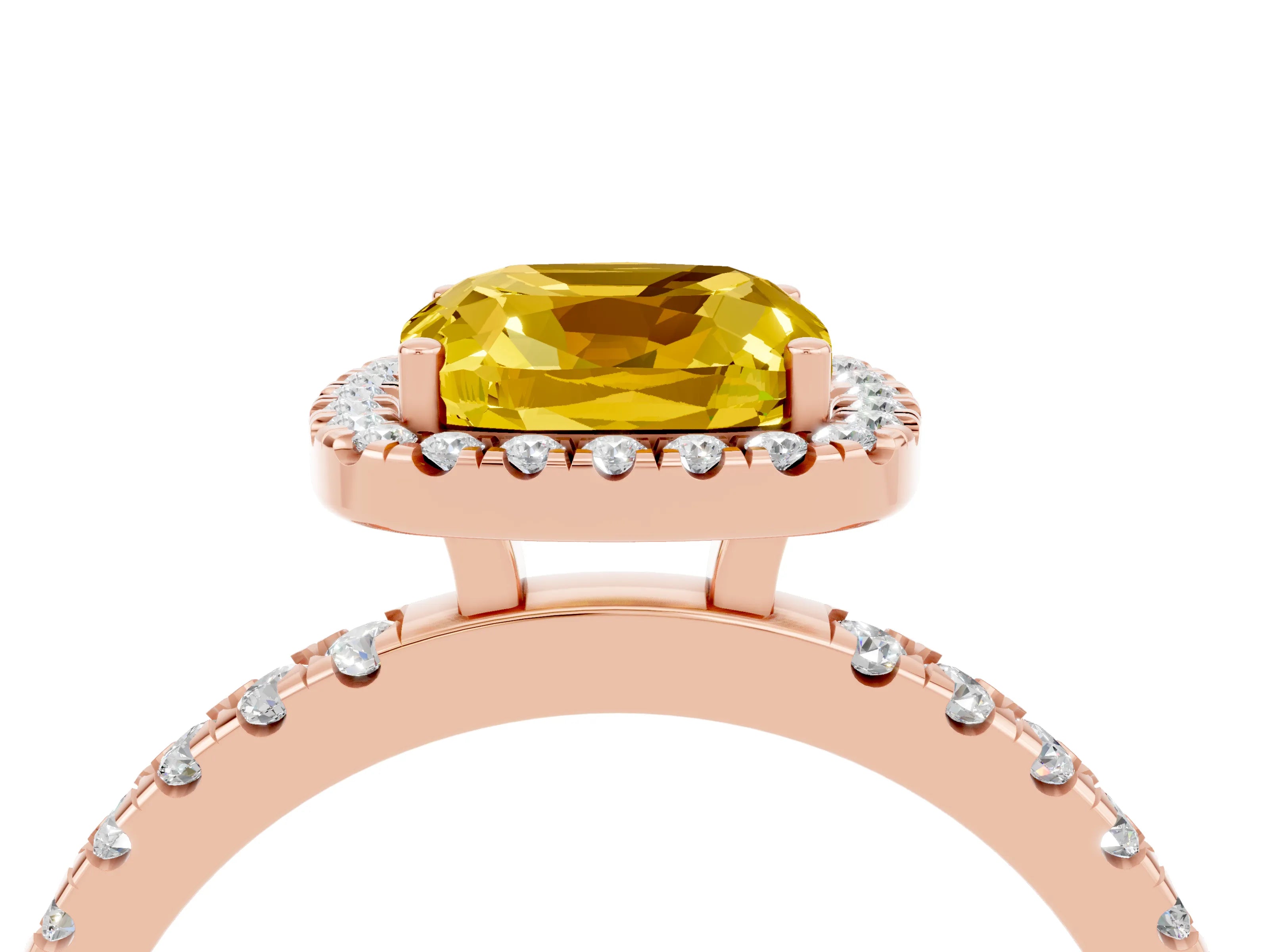 Rose gold Cushion Cut Halo Diamond Pave Band with Prong Setting_4