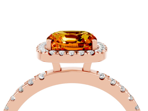 Rose gold Cushion Cut Halo Diamond Pave Band with Prong Setting_4