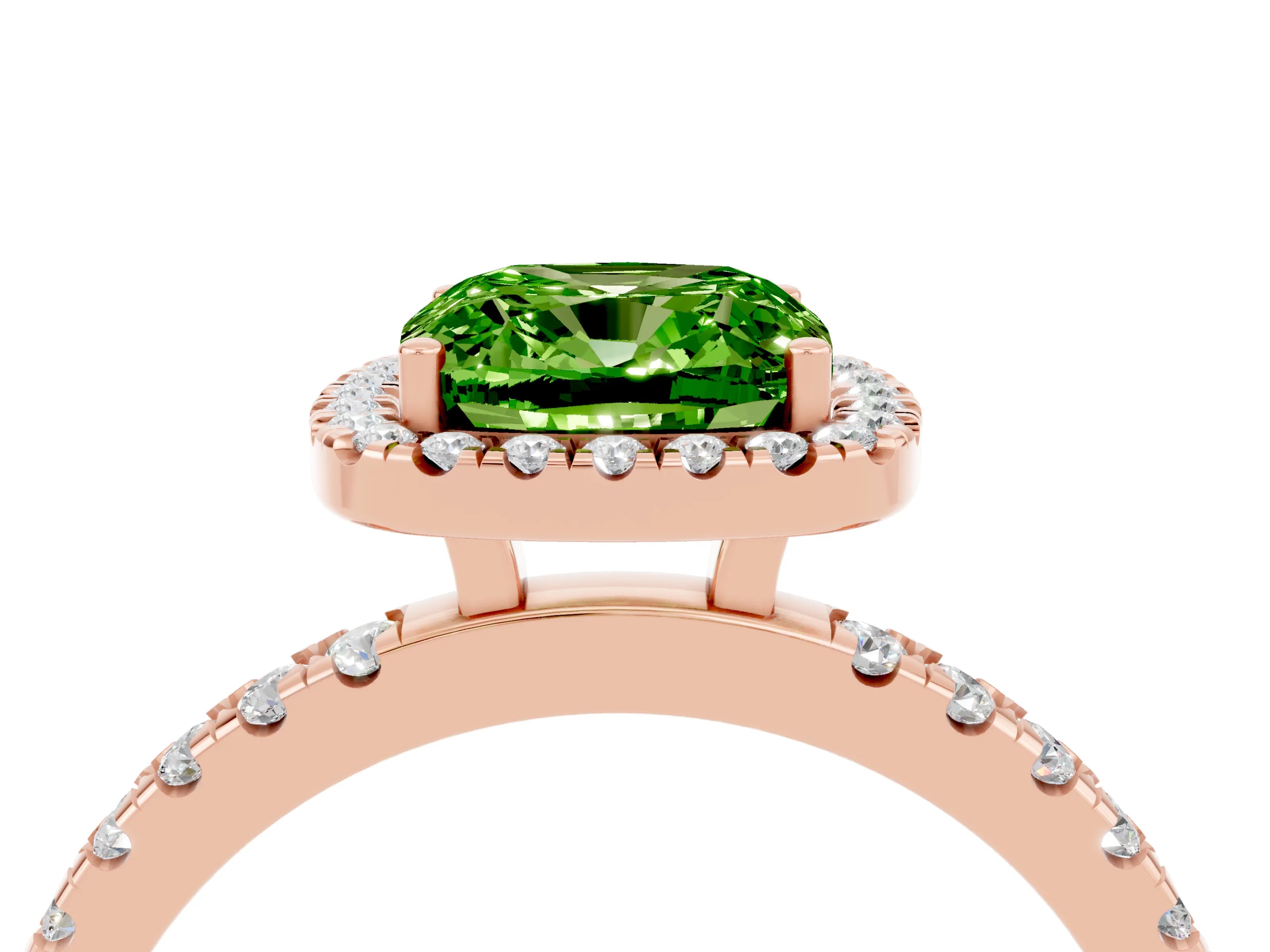 Rose gold Cushion Cut Halo Diamond Pave Band with Prong Setting_4