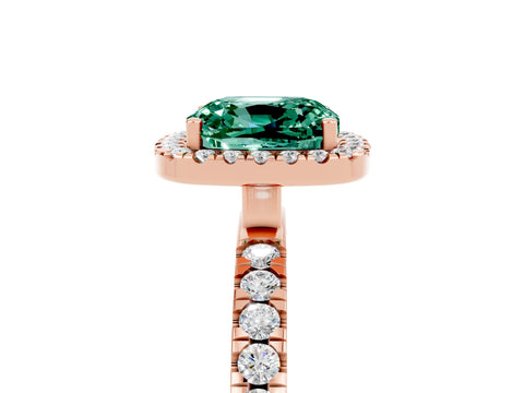 Rose gold Cushion Cut Halo Diamond Pave Band with Prong Setting_5