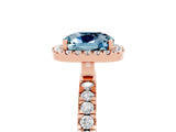 Rose gold Cushion Cut Halo Diamond Pave Band with Prong Setting_5