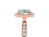 Rose gold Cushion Cut Halo Diamond Pave Band with Prong Setting_5