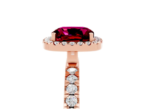 Rose gold Cushion Cut Halo Diamond Pave Band with Prong Setting_5