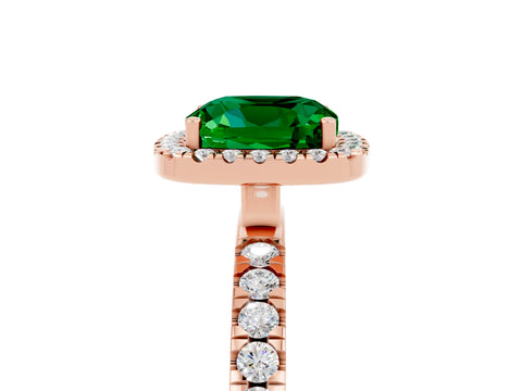 Rose gold Cushion Cut Halo Diamond Pave Band with Prong Setting_5