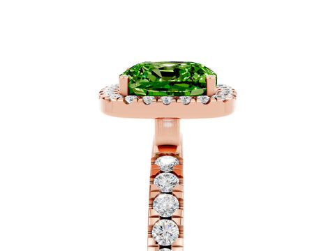 Rose gold Cushion Cut Halo Diamond Pave Band with Prong Setting_5