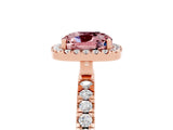 Rose gold Cushion Cut Halo Diamond Pave Band with Prong Setting_5
