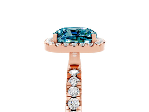 Rose gold Cushion Cut Halo Diamond Pave Band with Prong Setting_5