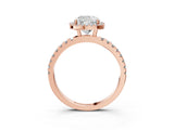 Rose gold Cushion Cut Halo Diamond Pave Band with Prong Setting_6