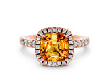 Rose gold Cushion Cut Halo Diamond Pave Band with Prong Setting