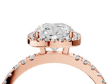 Rose gold Cushion Cut Halo Diamond Pave Band with Prong Setting_7