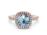Rose gold Cushion Cut Halo Diamond Pave Band with Prong Setting