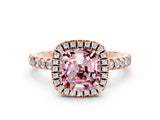 Rose gold Cushion Cut Halo Diamond Pave Band with Prong Setting