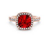 Rose gold Cushion Cut Halo Diamond Pave Band with Prong Setting