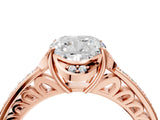 Rose gold Cushion Cut Halo Diamond Ring with Channel Set Band and Four-Prong Setting_36