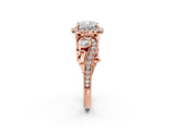 Rose gold Cushion Cut Halo Diamond Ring with Milgrain and Bezel Accents on a Split Shank Band_17
