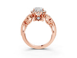 Rose gold Cushion Cut Halo Diamond Ring with Milgrain and Bezel Accents on a Split Shank Band_18