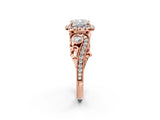 Rose gold Cushion Cut Halo Diamond Ring with Milgrain and Bezel Accents on a Split Shank Band_29