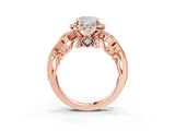 Rose gold Cushion Cut Halo Diamond Ring with Milgrain and Bezel Accents on a Split Shank Band_30