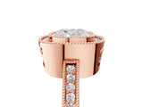 Rose gold Cushion Cut Halo Diamond Ring with Pavé Band and Milgrain Prong Setting_36