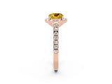 Rose gold Cushion Cut Halo Diamond Ring with Pavé Band and Three-Prong Setting_2