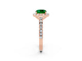 Rose gold Cushion Cut Halo Diamond Ring with Pavé Band and Three-Prong Setting_2