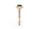 Rose gold Cushion Cut Halo Diamond Ring with Pavé Band and Three-Prong Setting_2