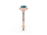 Rose gold Cushion Cut Halo Diamond Ring with Pavé Band and Three-Prong Setting_2