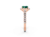 Rose gold Cushion Cut Halo Diamond Ring with Pavé Band and Three-Prong Setting_2