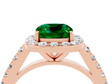 Rose gold Cushion Cut Halo Diamond Ring with Pavé Band and Three-Prong Setting_4