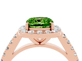Rose gold Cushion Cut Halo Diamond Ring with Pavé Band and Three-Prong Setting_4
