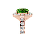 Rose gold Cushion Cut Halo Diamond Ring with Pavé Band and Three-Prong Setting_5