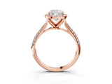 Rose gold Cushion Cut Halo Diamond Ring with Pavé Band_18