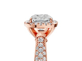 Rose gold Cushion Cut Halo Diamond Ring with Pavé Band_20