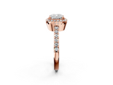 Rose gold Cushion Cut Halo Diamond Ring with Pave Band and Four-Prong Setting_39